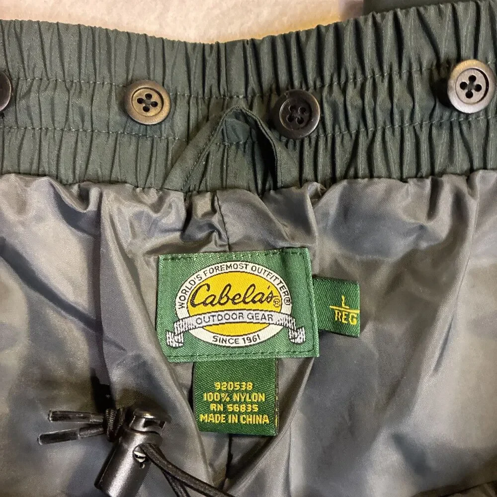 Cabela’s Men’s L Green Gore-Tex Nylon Rain Pants Fishing Hunting Waterproof
